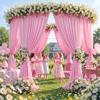10ftx12ft Wrinkle Free Pink Backdrop Curtain, 2 Panels 12FT Height Pastel Pink Drapes for Wedding Backdrop, Silky Polyester Photo Back Drop Cloth for Birthday Party Photography Background view 3