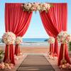 10ftx12ft Wrinkle Free Red Backdrop Curtain, 2 Panels 12FT Height Red Wedding Backdrop Drapes, Silky Polyester Back Drop Cloth for Birthday Photography Background Party Backdrop Draping view 3