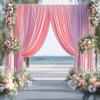 10ftx14FT Wrinkle Free Pink Backdrop Curtain, 2 Panels 14FT Height Pink Wedding Backdrop Drapes, Silky Polyester Back Drop Cloth for Birthday Photography Background Party Backdrop Draping view 1