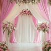 10ftx14FT Wrinkle Free Pink Backdrop Curtain, 2 Panels 14FT Height Pink Wedding Backdrop Drapes, Silky Polyester Back Drop Cloth for Birthday Photography Background Party Backdrop Draping view 2