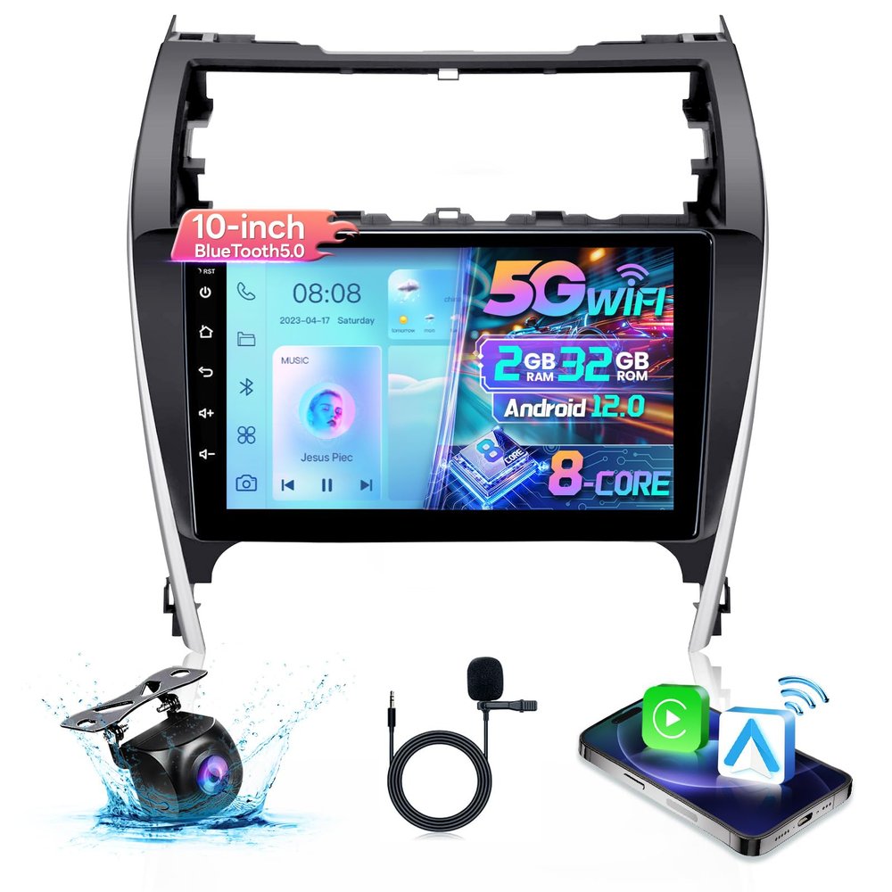 Gearzbtor 8Core 5G WiFi 2+32G Car Radio for Toyota Camry 2012-2014 for Jbl,10.1" IPS Touchscreen Camry Radio Stereo with Carplay Android Auto GPS FM/RDS SWC Mirror Link Backup Camera