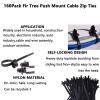 160 Pcs Universal Nylon Push Mount Cable Zip Ties, Self-Locking Heavy Duty Wire Ties Assortment Kit, 5 Sizes UV Resistant for Automotive Wiring Harness, Indoor Outdoor Electrical Cable Management view 4
