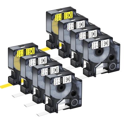 Compatible for DYMO 6PK 18051 White and 2PK 18052 Yellow Industrial Heat Shrink Tubes 1/4" 6mm Used in Industrial Rhino 4200, 5200, 5000, 6000 Label Maker