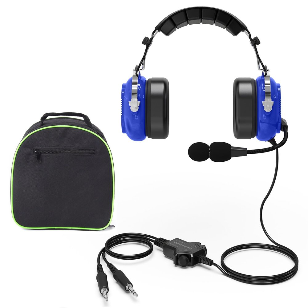 HELETUL Aviation Pilot Headset with Passive Noise Reduction for Flight School Student, PNR General Aviation Headsets for Pilots, Dual GA Plug, Mono and Stereo, with MP3 Input