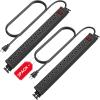 HHSOET 2 Pack Rotating Mountable Power Strip, 12 Outlet Wall Mount Surge Protector, Metal Heavy Duty and Versatile Outlet Strip, Stylish Appearance, Sturdy and Durable, 3ft Power Cord.(Black) view 1