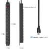 HHSOET 2 Pack Rotating Mountable Power Strip, 12 Outlet Wall Mount Surge Protector, Metal Heavy Duty and Versatile Outlet Strip, Stylish Appearance, Sturdy and Durable, 3ft Power Cord.(Black) view 2