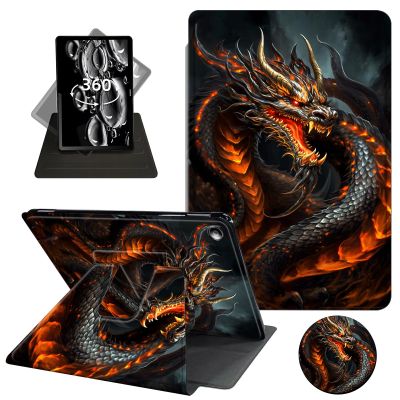 ACWDMKH for Amazon Fire HD 10 Tablet Case 13th Generation 2023 Release,360 Degree Rotating Swivel PU Leather Stand Flip Folio with Auto Wake/Sleep Cover for Fire HD 10 Tablet 2023,Red Fire Dragon