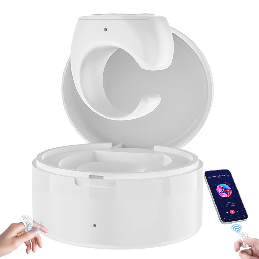 Wireless Bluetooth Fingertip Remote Control Ring, Page Turner App (White)