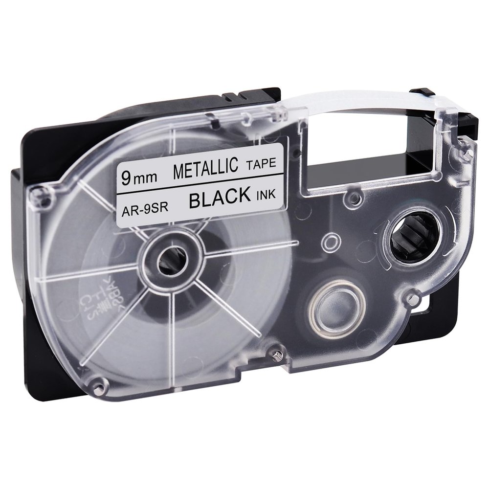 GREENCYCLE 50PK Compatible for XR-9SR XR-9SR2S AR9SR AR9SR2S 9mm 0.35" Black on Silver Label Maker Tape for KL-C500 KL-P30 KL-P40 KL-SA10 KL-T70