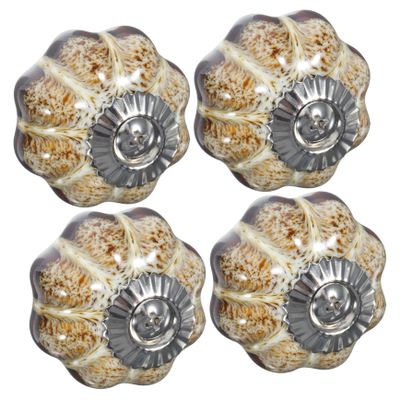 ARTIBETTER 4pcs Porcelain Knobs for Cabinets Rustic Ceramic Drawer Pulls Decorative Cabinet Handles