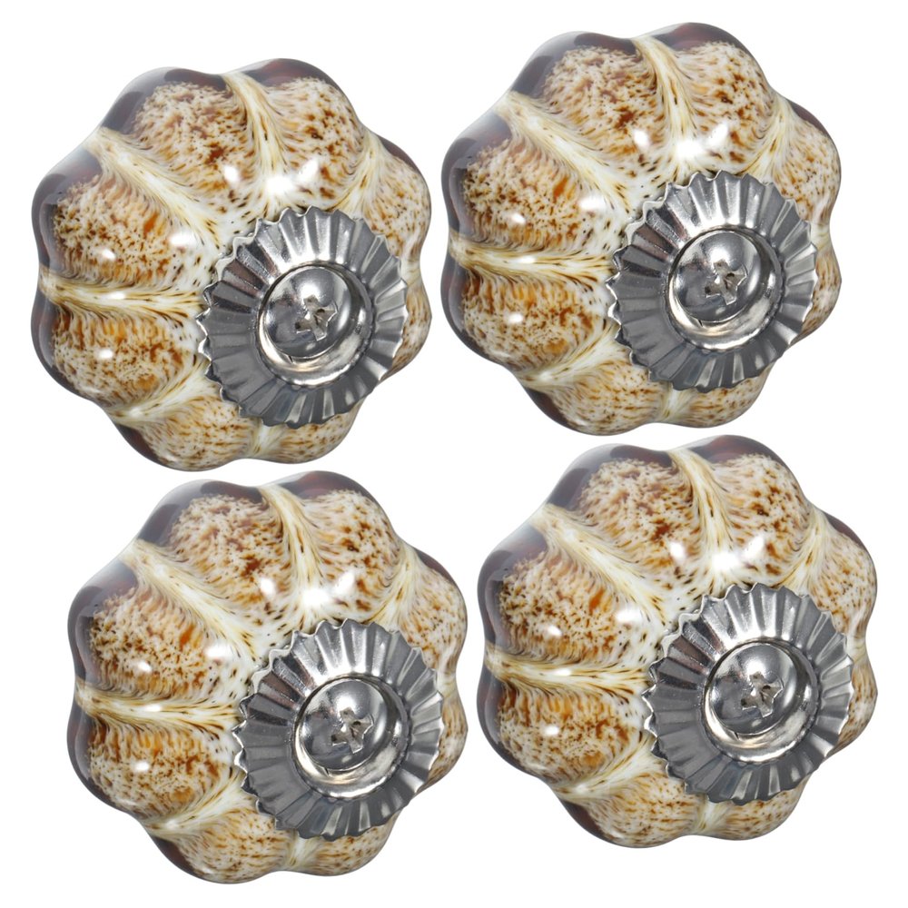 ARTIBETTER 4pcs Porcelain Knobs for Cabinets Rustic Ceramic Drawer Pulls Decorative Cabinet Handles