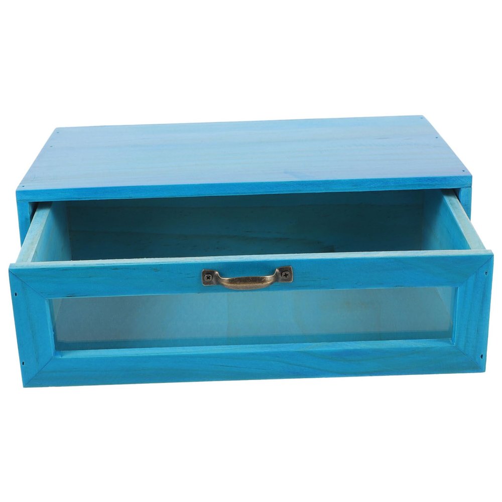 Mikikit Wooden Monitor Stand with Pull-out Drawer Rustic Computer Riser for Desk Organization for Home Office Storage and Tidy Workspaces
