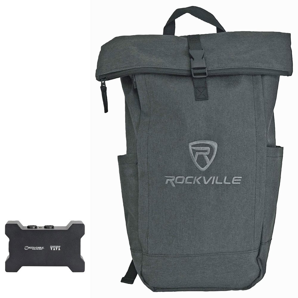Audiosavings Bundle: American DJ Power Bone T1T1 6 Port Power Supply w/4 Edison+2 USB Output Sockets Bundle with Rockville RPAK Charcoal Stylish Durable Backpack Bag (2 Items)