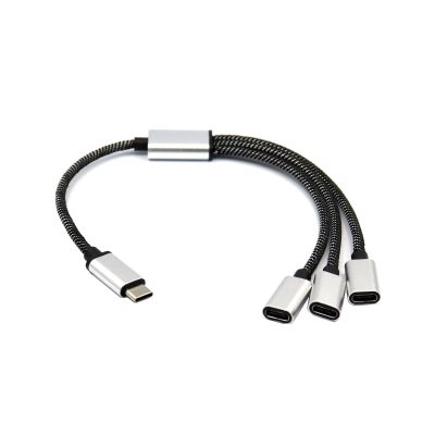 Fowspvzn USB C Male to 3 USB C Female Splitter Cord Converter Multiple Hubs USB C Port Hub Power Split Adapter 11.81inch