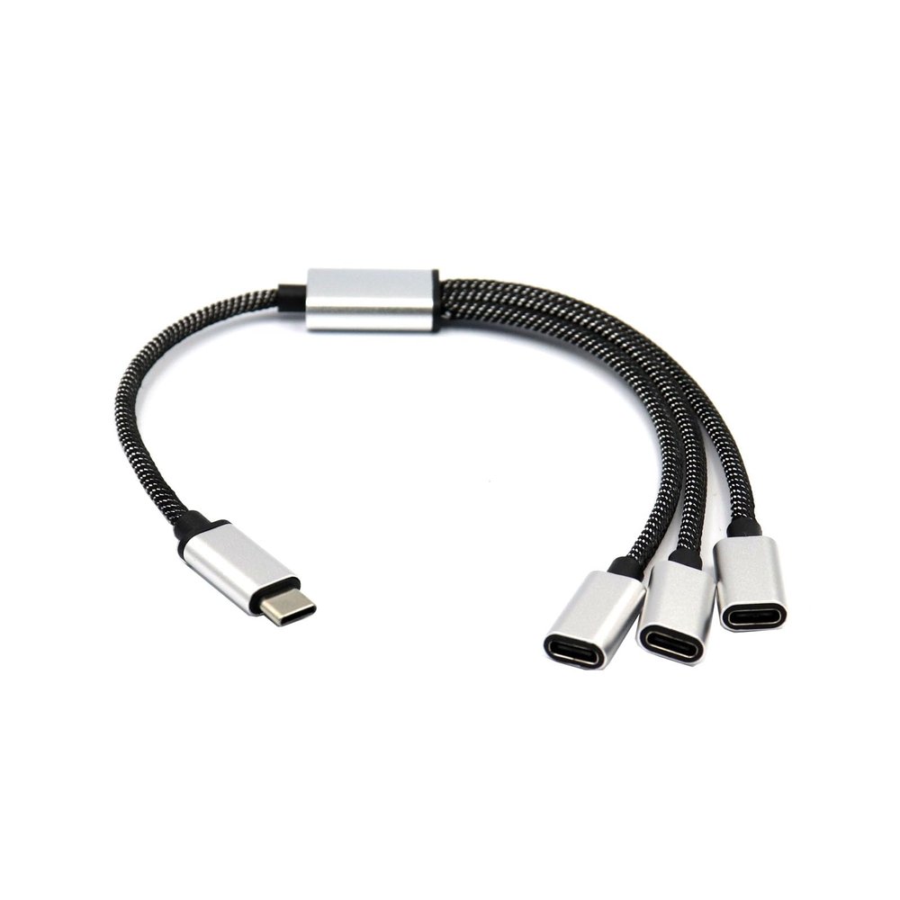Fowspvzn USB C Male to 3 USB C Female Splitter Cord Converter Multiple Hubs USB C Port Hub Power Split Adapter 11.81inch