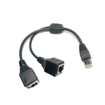 1 P/Lug to 2 Female Plugs 2 Possibilities RJ45 Port Ethernet Network Splitter P/Lug Expansion Cable Router LAN Dual Port P/Lug Adap