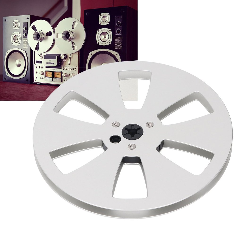 1/4 7 Inch Empty Tape Reel, Aluminum Alloy Open Reel Sound Tape Empty Reel, Reel to Reel for TEAC Tape Recorder Opening Machine Parts (Silver)
