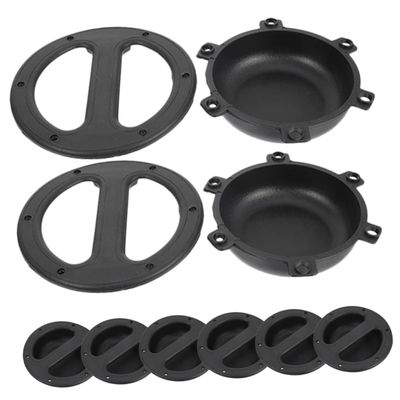 Mikikit 8pcs Durable Recessed Speaker Handles Lightweight Abs Audio Handles for Loudspeakers Practical Pulls for Easy Carrying and Installation Black Color