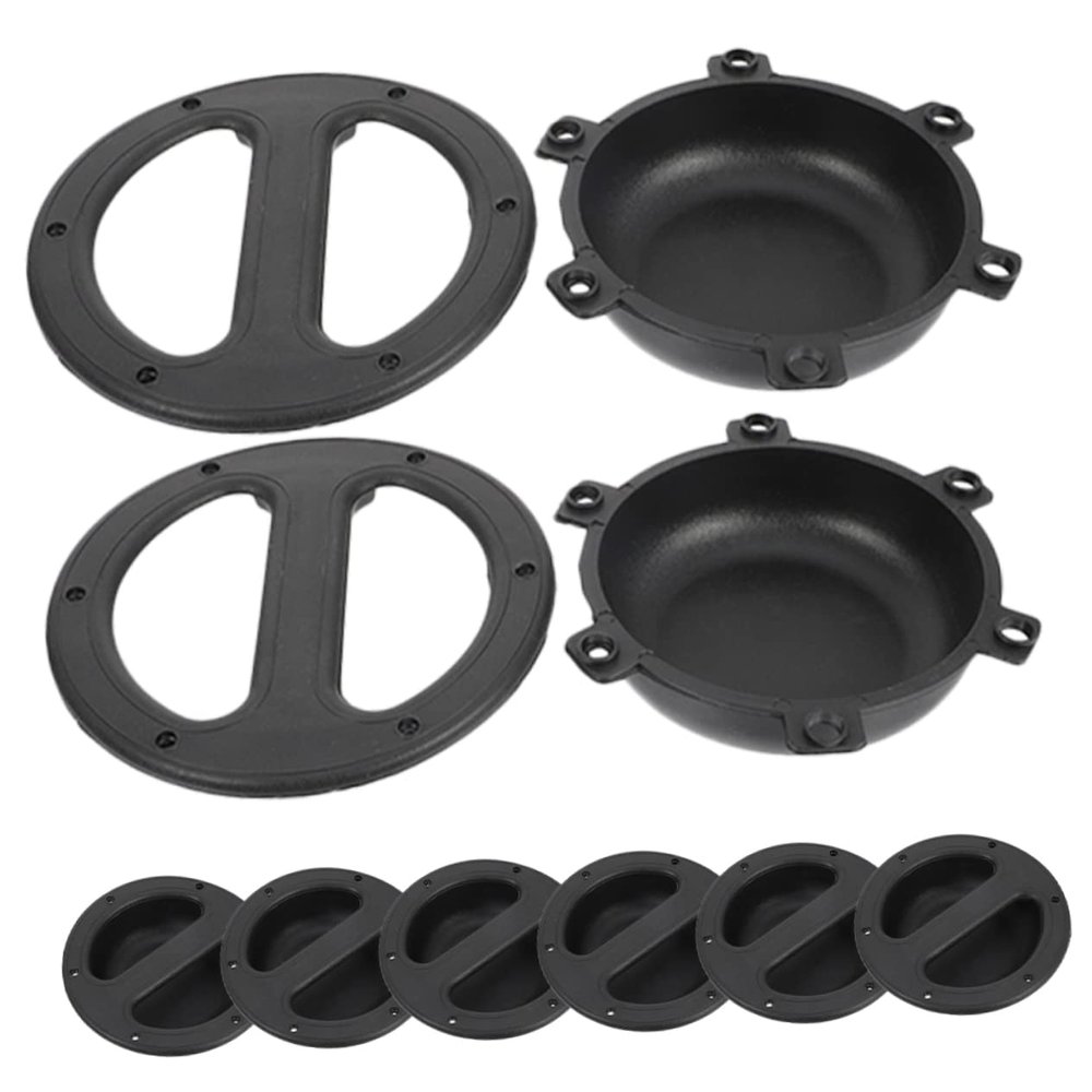 Mikikit 8pcs Durable Recessed Speaker Handles Lightweight Abs Audio Handles for Loudspeakers Practical Pulls for Easy Carrying and Installation Black Color
