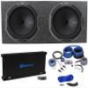 Audiosavings Bundle: (2) Kicker Car Stereo Subwoofer Bundle with Rockville Mono Amplifier & Amp Wire Kit & Enclosure Sub Box & Enclosure Installation Kit (6 Items) view 1