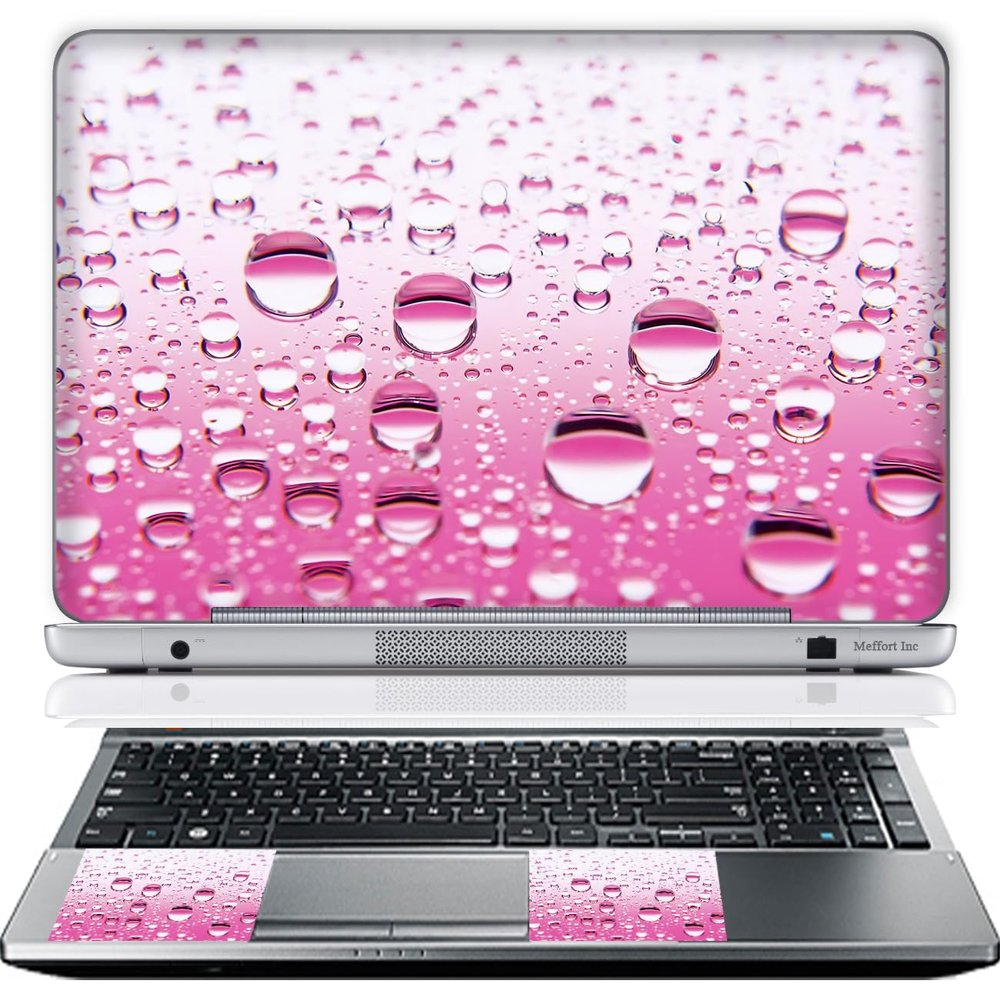 15 15.6 Inch Laptop Skin Sticker Cover Premium Sticker Cover Art Decal Decorative (Included 2 Wrist Pad Skins) - Pink Water Bubbles