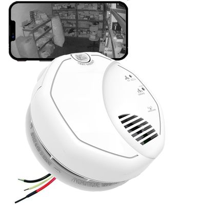 Invisible IR Night Vision SecureGuard 2K HD Smoke Detector WIFI Spy Camera Tuya Smart P2P Wi-Fi Fire Alarm Hidden Nanny Cam Spy Camera, Ceiling Mount, 110V AC (3120 Model / Video Only / No Audio)