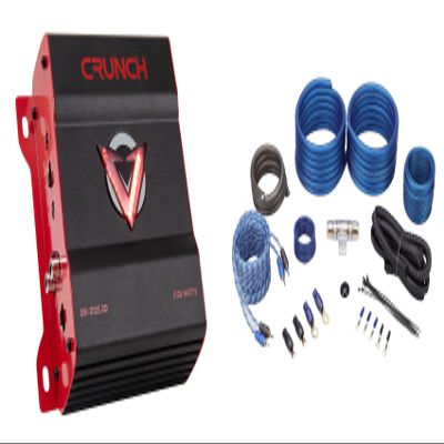 Audiosavings Bundle: (1) Crunch DR-2125.2D 2125 Watt 2-Channel Amplifier Class D Car Stereo Amp Bundle with (1) Rockville RWK41 4 Gauge Complete Car Amp Wiring Installation Wire Kit (2 Items)