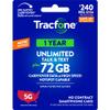Tracfone $240 Unlimited Talk & Text, 72 GB of Data / 365 Days (Physical Card) view 1