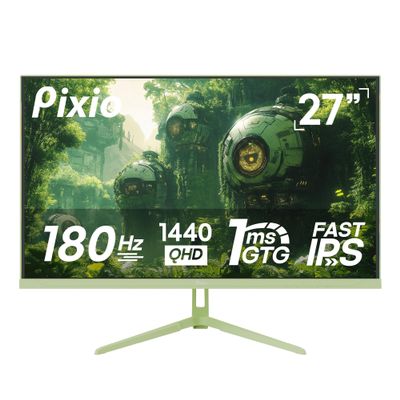 Pixio PX278 Wave Mint Green 27 inch 180Hz Refresh Rate Quad HD 1440p Resolution AMD FreeSync Fast IPS Panel 1ms GTG Response Time Built-in Speakers Gaming Monitor
