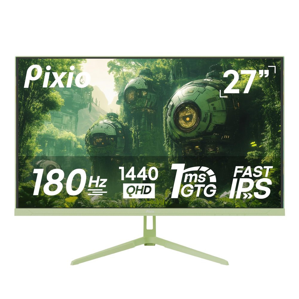 Pixio PX278 Wave Mint Green 27 inch 180Hz Refresh Rate Quad HD 1440p Resolution AMD FreeSync Fast IPS Panel 1ms GTG Response Time Built-in Speakers Gaming Monitor