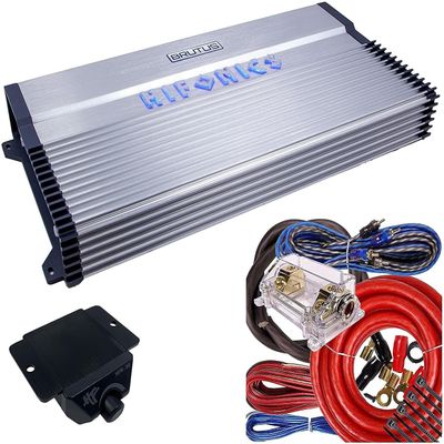 Hifonics BXX6000.1D 6000 Watt 1-Channel Super Class D Monoblock Car Audio Amplifier with Complete 0 Gauge Amp Kit, Brutus Series