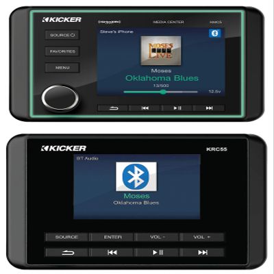 Kicker Bundle: (1) Kicker 46KMC5 Marine 3" Receiver w/Bluetooth/AM/FM/Sirius Ready/Weather-Band Tuner Bundle with (1) Kicker 47KRC55 KRC55 Digital LCD IP67 Remote Control (2 Items)