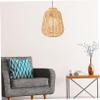 CIMAXIC Rustic Style Imitation Woven Rattan Lamp Shade Plastic Pendant Light Cover for Home Decor Ceiling Hanging Lamp view 3