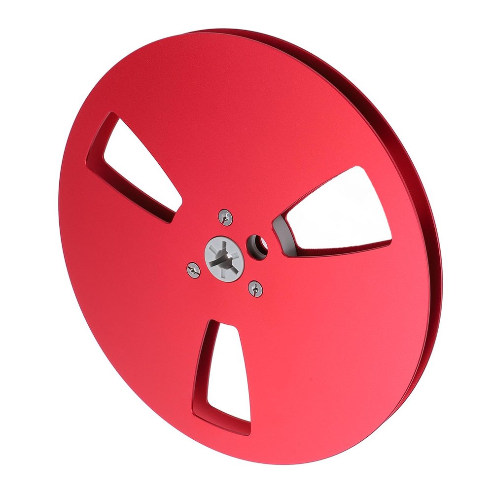 1/4 7 Inch Empty Tape Reel, 3 Holes Open Reel Sound Tape Empty Reel for TEAC for Studer, Aluminum Alloy Take Up Reel Small Hub for Recording (Red)