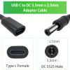 Varbmt USB C to DC Adapter Cable 5.5mm x 2.5 mm, PD 15W USB C Female to 5V DC Male, 3.28Ft Type C to 5.5mm Adapter Made for Printer, CCTV, Digtal Piano, Balenced Bicvcle, LED Light, 2Pack view 3