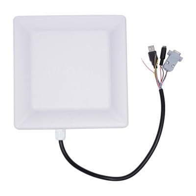 5M Card Reader UHF RFID Long Range with 8DBI Antenna Supports RS232 RS485 Wiegand Interfaces Acting Distance 6M to 8M for Parking Barrier Gate Access Control Kit Warehouse Management