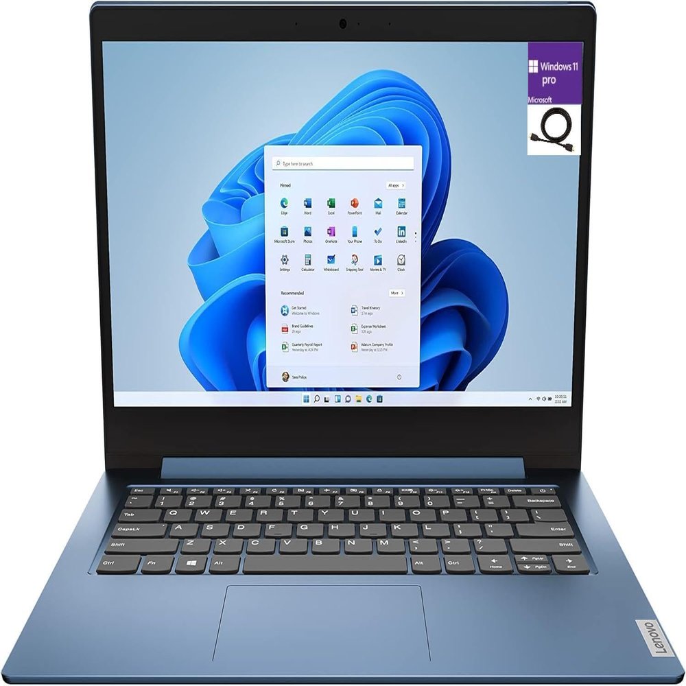 Lenovo IdeaPad 1 14.0" FHD IPS Laptop, Intel Celeron N4020 Processor, 4GB RAM 1TB SSD, Intel UHD Graphics 600, WiFi, Bluetooth 4, Webcam, HDMI, Windows 11 Pro, Blue
