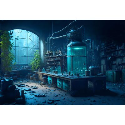 15x10ft Vintage Chemistry Lab Backdrop Magic School Laboratory Old Books Spooky Witch's Room Photography Background for Halloween Party Decorations Mad Scientist Lab Party Decor Photo Props