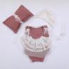 0-1Month Newborn Photography Props Baby Hat Headband with Lace Romper Bodysuits Outfit Infant Girls Photography Clothing view 3