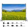 12x10ft Spring Grassland Meadow Backdrop Green Grass Lawn Wildflower Blue Sky Mountain Nature Scenery Background Hiking Vacation Wall Decor Photography Kids Adult Portrait Photo Studio Props view 2