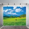 10x8ft Grassland Meadow Backdrop Green Grass Wildflower Countryside Blue Sky White Cloud Background Outdoor Nature Scenery Wall Decor Photography Kids Adult Portrait Photo Studio Props view 3