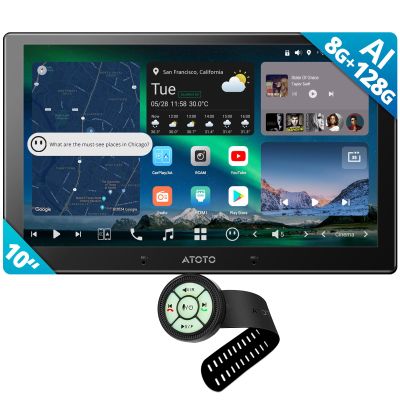 ATOTOZONE AC-44F60 Watchband Style Multifunctional Wireless Remote,for X10G211E,10 inch QLED AI Android Car Stereo, 8G+128G Double Din Radio, Wireless Carplay & Android Auto, 4G LTE, Dual Noise Cancel
