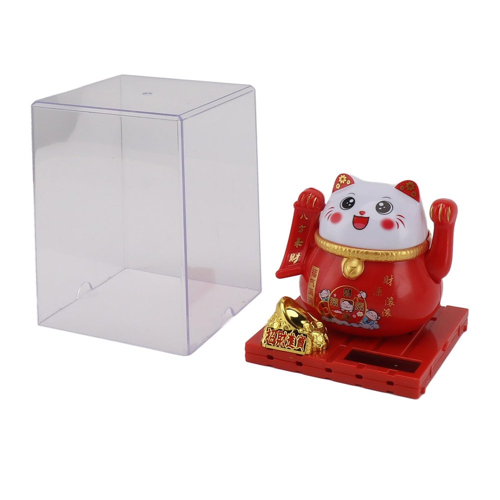 Solar Powered Lucky Cat, Lucky Cat to Feel Good, Bright Colors, Solar Powered Waving Cat, Lucky Cat to Feel Good for Your Desk At Home (L)