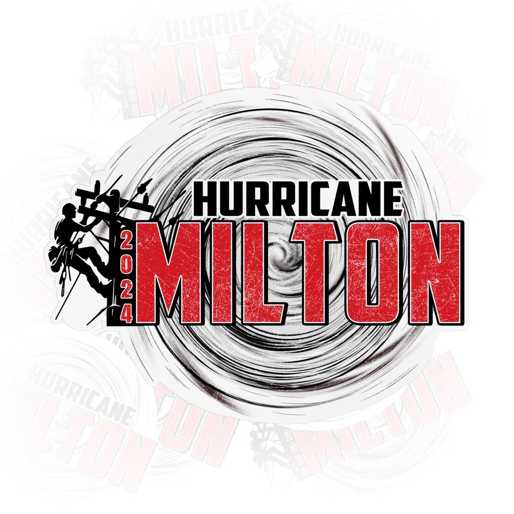 2024 Hurricane Miton Lineman Hard Hat Sticker Tropical Storm Florida Waterproof Vinyl Sticker for Water Bottle Tumbler Phone Case Laptop Cars