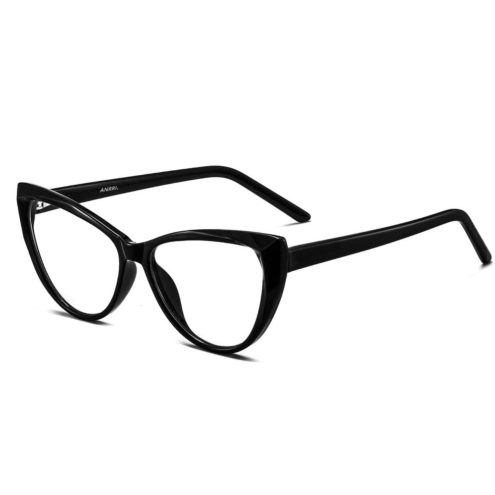 ANRRI Vintage Cat Eye Blue Light Blocking Glasses Women Trendy Cateye Non Prescription Eyeglasses Computer Gameing Glasses Anti Eyestrain Black Frame