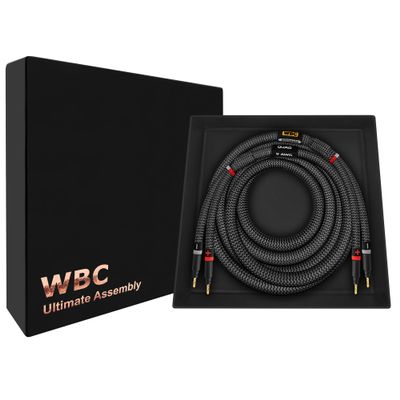 WORLDS BEST CABLES 6 Foot Ultimate - 9 AWG - Ultra-Pure OFC - Premium Audiophile HiFi Single Speaker Cable for Center Channel with Eminence Gold Banana Plugs & Carbon Tweed Jacket