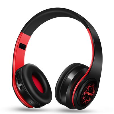 Bluetooth Headphones, Chat- Comfortable Over Ear Stereo Headphones,7 Breathing Led Lights up, Wireless Headset for Adult Teen Kid for Phone/Samsung/Pad/PC/Android/Laptop/TV (Red)