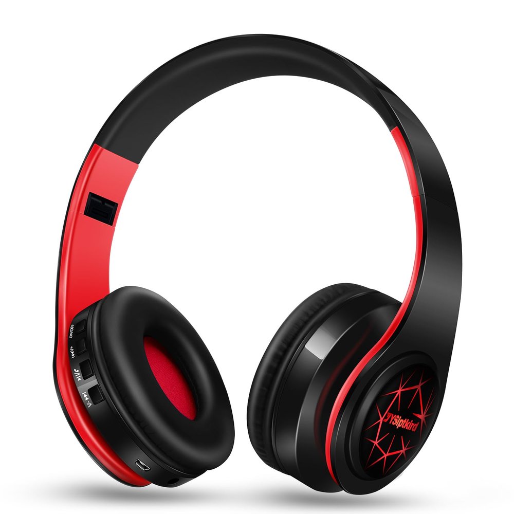 Bluetooth Headphones, Chat- Comfortable Over Ear Stereo Headphones,7 Breathing Led Lights up, Wireless Headset for Adult Teen Kid for Phone/Samsung/Pad/PC/Android/Laptop/TV (Red)