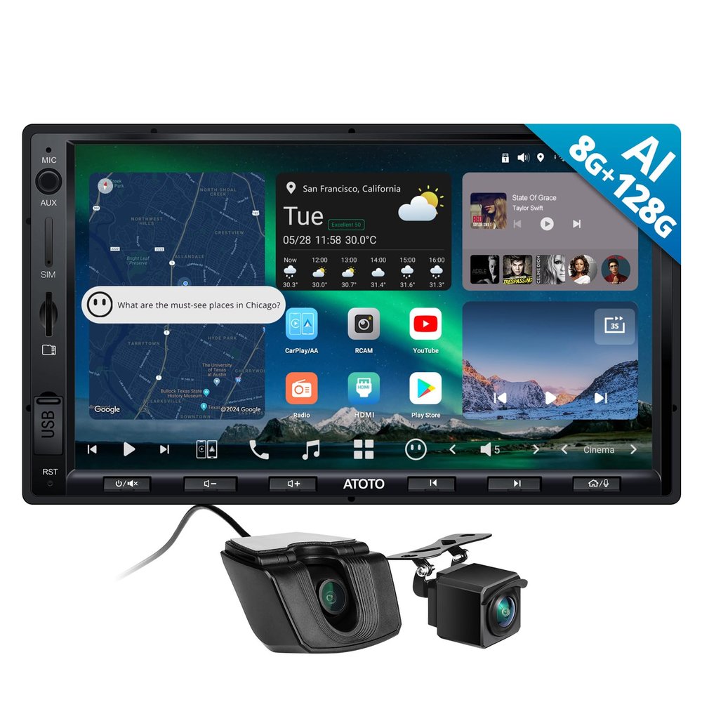 ATOTOZONE AC-FHD02DV FHD 1080P On-Dash DVR Camera,for X10G2A7E-R2,7inch AI Android in-Dash Navigation, 8G+128G Audio Double Din Car Stereo, 4G LTE, Wireless Carplay & Android Auto,with Backup Cam