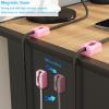6 Pack Pink Magnetic Cable Clips, Silicone Cable Management Under Desk with Magnetic Base for Iron Things, Phone Charger Cord Holder for Nightstand, Desk, Car, Wall view 4